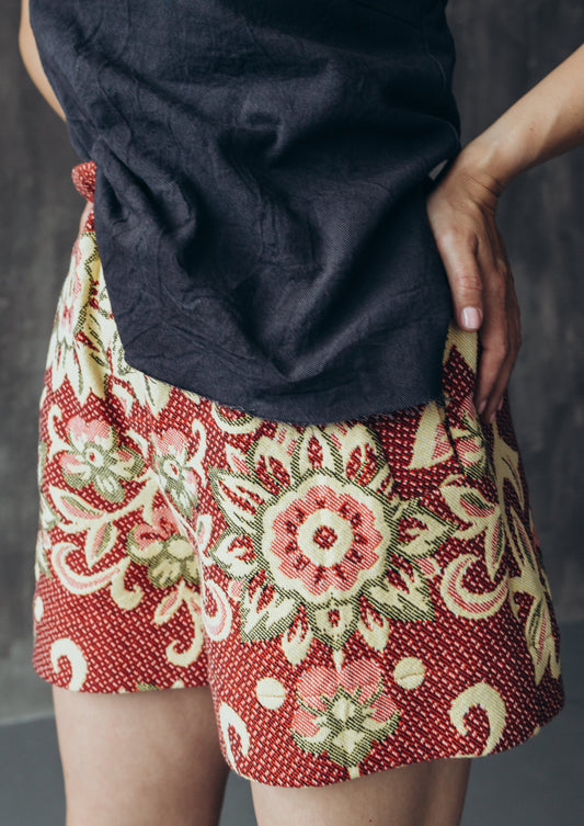 Cotton shorts ethnic flowers