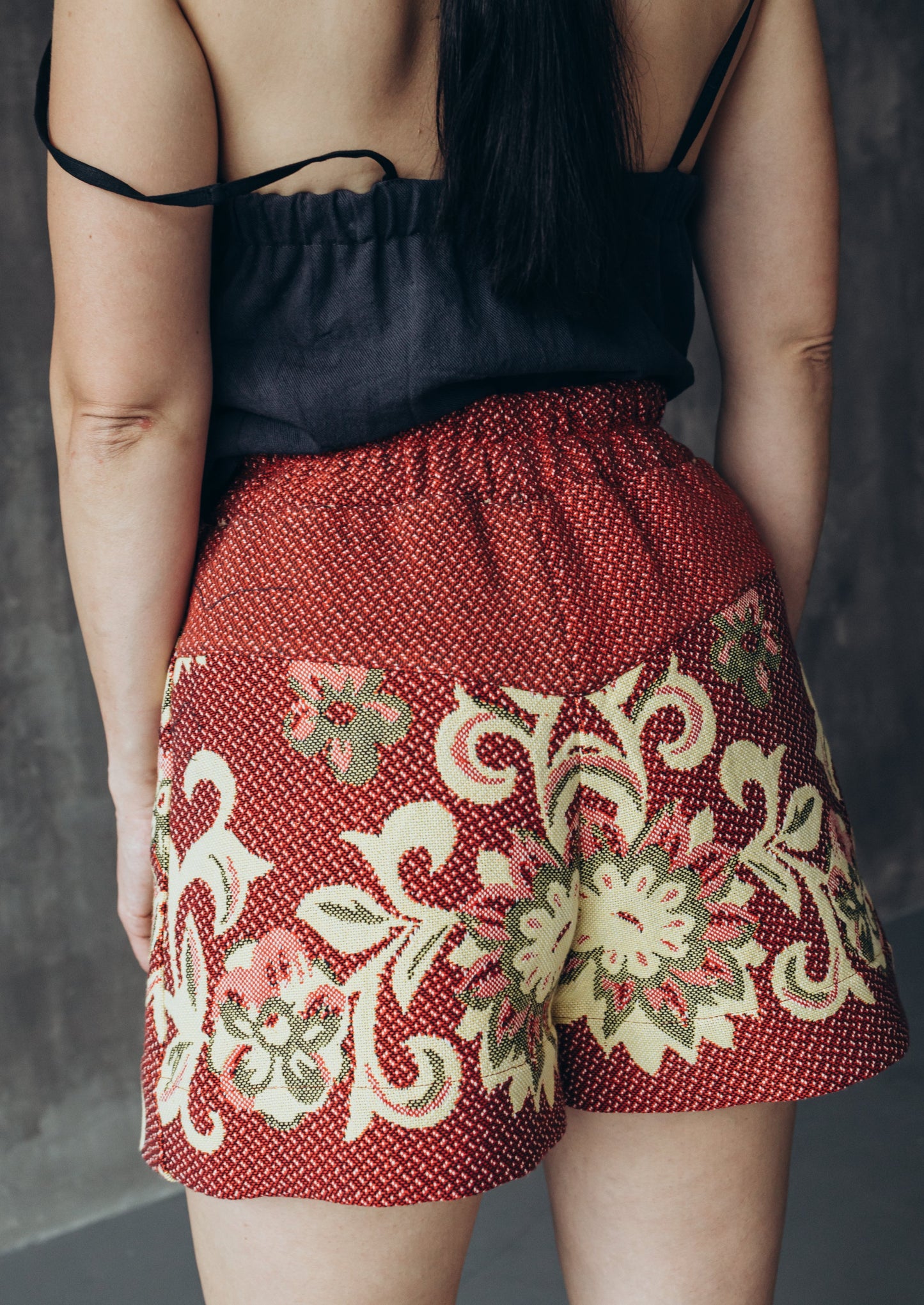 Cotton shorts ethnic flowers