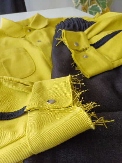 Oversize yellow dense cotton shirt